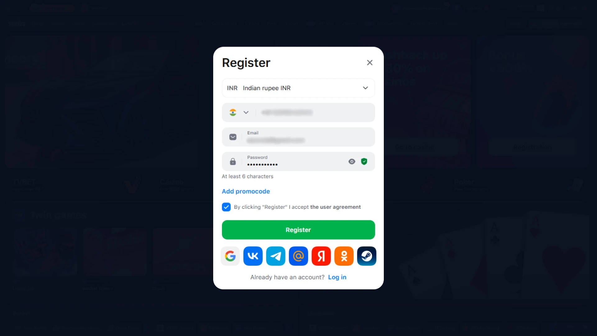Fill the registration form.
